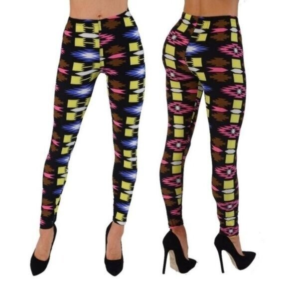 Printed Colorful Buttery Soft Leggings-NEW-ONE SIZE-NEW - Picture 1 of 2